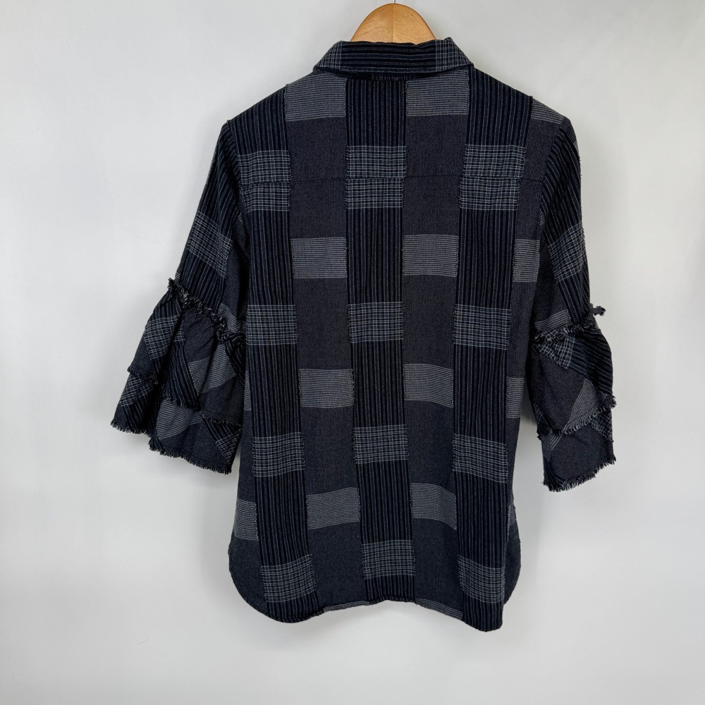 Dylan Patchwork Ruffle Sleeve Button Front Shirt … - image 6